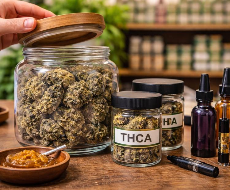 THCA hemp flower and wax concentrate products available at Green Leaf Botanicals 919 in Raleigh North Carolina